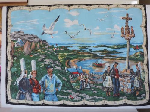 Paysage breton sur coton, vintage, Divers, Divers Autre, Comme neuf, Enlèvement ou Envoi
