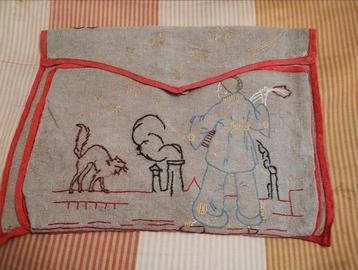 vintage pyamazak geborduurd zwarte Piet dak kat schoorsteen  beschikbaar voor biedingen