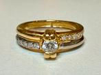 18 karaat gouden ring 7,25gram met 13 natuurlijke diamanten!, Ophalen of Verzenden, Kleiner dan 17, Met edelsteen, Dame