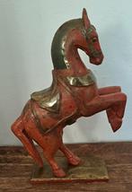 India-Antieke houten paard koperbeslag, Antiek en Kunst, Kunst | Beelden en Houtsnijwerken, Ophalen