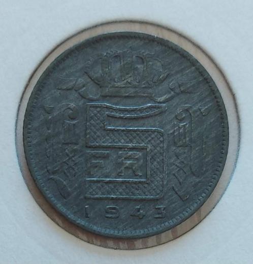 Belgium 1943 - 5 Frank FR - Leopold III - Morin 472 - UNC, Timbres & Monnaies, Monnaies | Belgique, Monnaie en vrac, Envoi