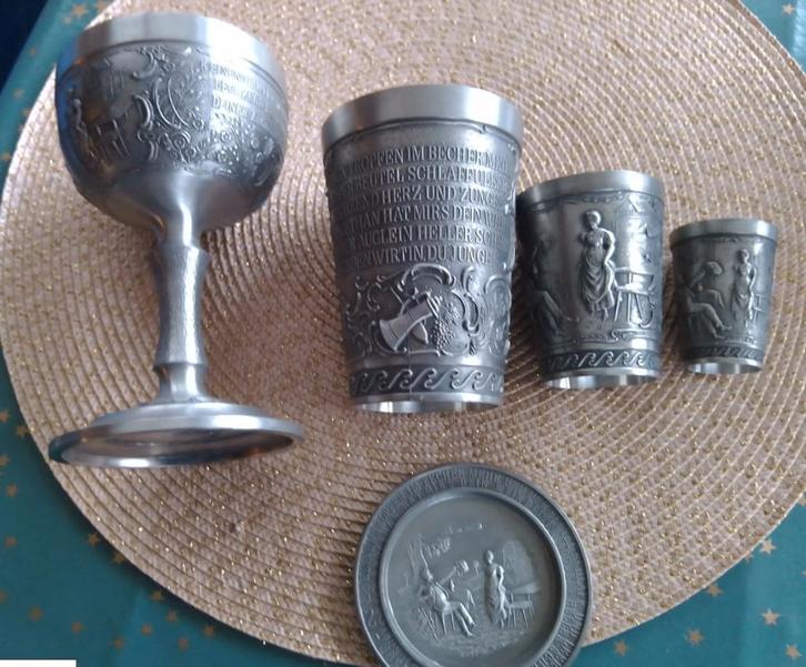 GOBELETS À BOIRE ALLEMANDS EN ÉTAIN 32 PIÈCES, Antiquités & Art, Antiquités | Étain, Enlèvement ou Envoi