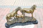 Paard, paardenfamilie in brons gesigneerd, PJ MENE, Ophalen, Brons