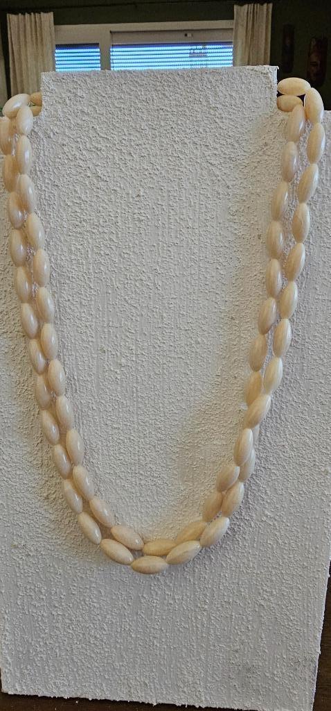 Vintage halsketting van synthetische parels, écru, Handtassen en Accessoires, Kettingen, Zo goed als nieuw, Kunststof, Overige kleuren
