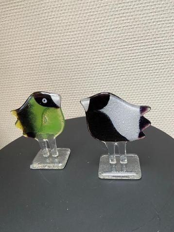 Glaskunst Maciej Habrat -Poolse designer-2 glazen vogels