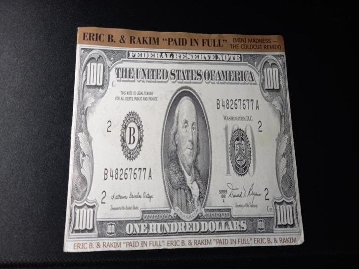 Eric B. & Rakim ‎– Paid In Full '7 Als nieuw, Cd's en Dvd's, Vinyl Singles, Zo goed als nieuw, Single, Hiphop en Rap, 7 inch, Ophalen of Verzenden