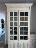 Antieke witte vitrineakast, Huis en Inrichting, Ophalen, 200 cm of meer, Landelijk klassiek, 50 tot 100 cm