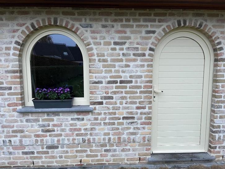 pvc raam en deur, Profel, kleur licht ivoor, Doe-het-zelf en Bouw, Glas en Ramen, Gebruikt, Overige typen, Dubbelglas, Ophalen