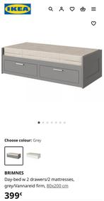 Te koop: IKEA BRIMNES bedbank – met 2 lades, Huis en Inrichting, Ophalen, Zwart, Tweepersoons, Zo goed als nieuw