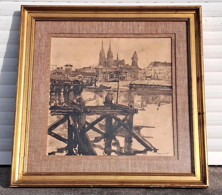 aquarelle signe charles londot, Antiquités & Art, Art | Peinture | Classique, Enlèvement ou Envoi