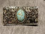zilverkleurige broche met turquoise steen, Overige materialen, 4 tot 7 cm, Gebruikt, Ophalen of Verzenden