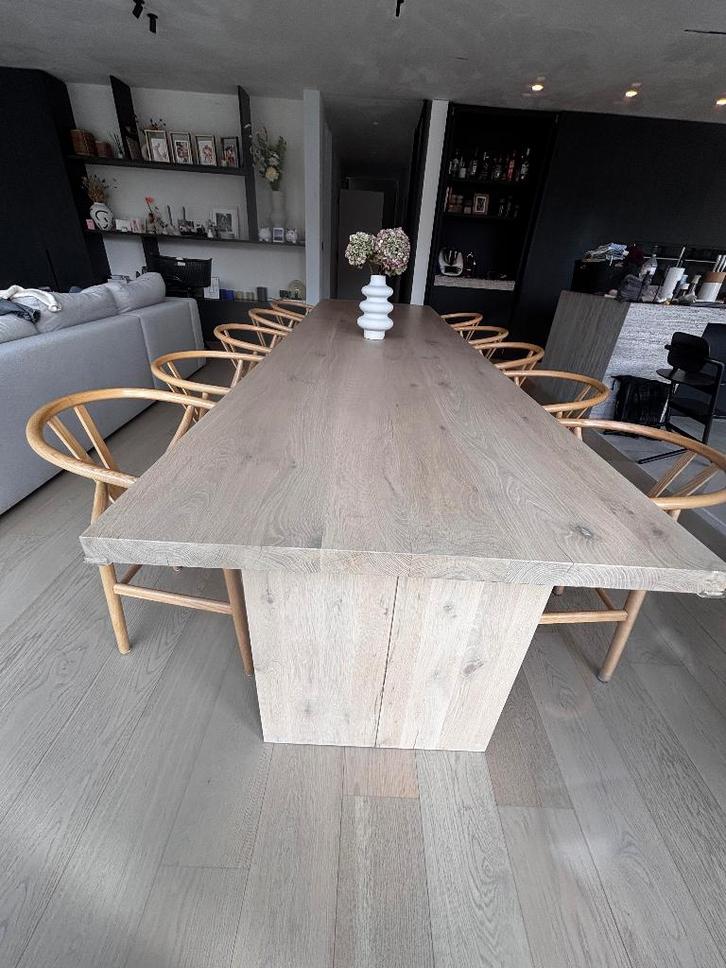 Massief eiken design eettafel, Huis en Inrichting, Tafels | Eettafels, Zo goed als nieuw, 100 tot 150 cm, 200 cm of meer, Vijf personen of meer
