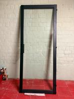 Zwarte houten deur met glas, Doe-het-zelf en Bouw, Ophalen, Gebruikt, 80 tot 100 cm, Binnendeur