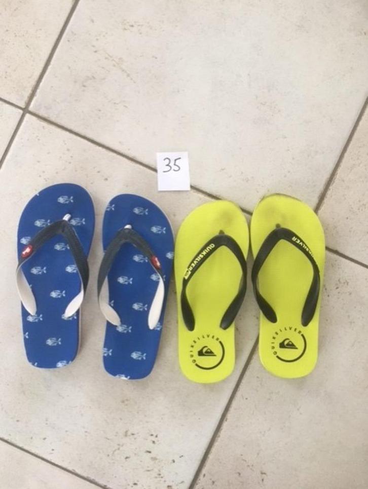 Slippers strandslippers als nieuw maat 35 36 Petrol Quiksilv, Kinderen en Baby's, Kinderkleding | Schoenen en Sokken, Ophalen