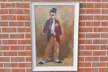 Robert Colot (1927-1993) peinture de clown ancien