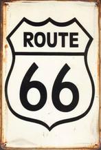Metalen rusty-old vintage look wandplaat / wandbord Route 66, Verzamelen, Ophalen of Verzenden, Nieuw, Reclamebord