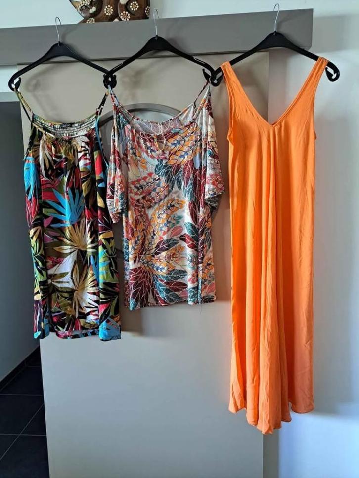 Zomerjurk, zonnejurk, strandjurk, Norah e.a. mt 42, Kleding | Dames, Jurken, Zo goed als nieuw, Maat 42/44 (L), Oranje, Onder de knie