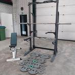 Squat Halfrack  met bankje + Olympische Gewichten set, Sport en Fitness, Ophalen, Zo goed als nieuw, Armen