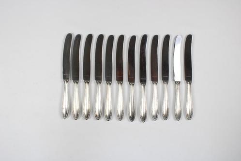 12 couteaux en métal argenté, Orfevrerie d'art Miele & Co, Antiquités & Art, Antiquités | Couverts, Enlèvement ou Envoi