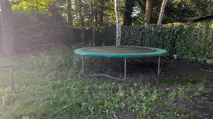 Trampoline met groene stootband, Kinderen en Baby's, Speelgoed | Buiten | Trampolines, Gebruikt, Ophalen
