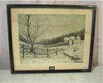 Mooie Ets 'Sneeuw in de Ardennen' - Gesigneerd, Antiek en Kunst, Kunst | Etsen en Gravures, Ophalen of Verzenden