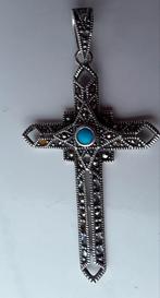 Vintage kettinghanger met Turquoise en Marcasieten, Ophalen of Verzenden, Zo goed als nieuw, Zilver, Zilver