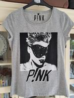 'Pink' t-shirt, Kleding | Dames, T-shirts, JBC, Grijs, Maat 38/40 (M), Zo goed als nieuw