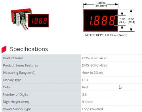 Digitale Panel meter - 2 wire 4/20mA Murata/Datel, Electroménager, Pièces & Accessoires, Neuf, Enlèvement ou Envoi