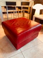Lederen poef, Huis en Inrichting, Ophalen, Zo goed als nieuw, 50 tot 75 cm, Vierkant