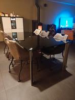 Glazen tafel met chrome poten