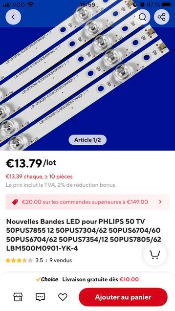 LED RÉTROÉCLAIRAGE PHILIPS  beschikbaar voor biedingen
