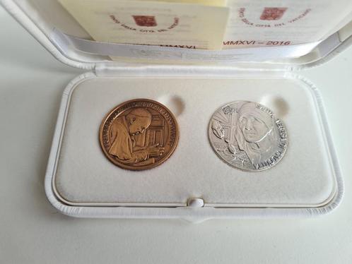 Vatican 2016 Médailles 1 argent + 1 Bronze  " Teresa ", Timbres & Monnaies, Pièces & Médailles, Argent, Enlèvement ou Envoi
