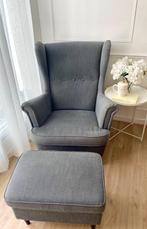 IKEA Strandmon fauteuil met voetenbank, Ophalen of Verzenden, Zo goed als nieuw