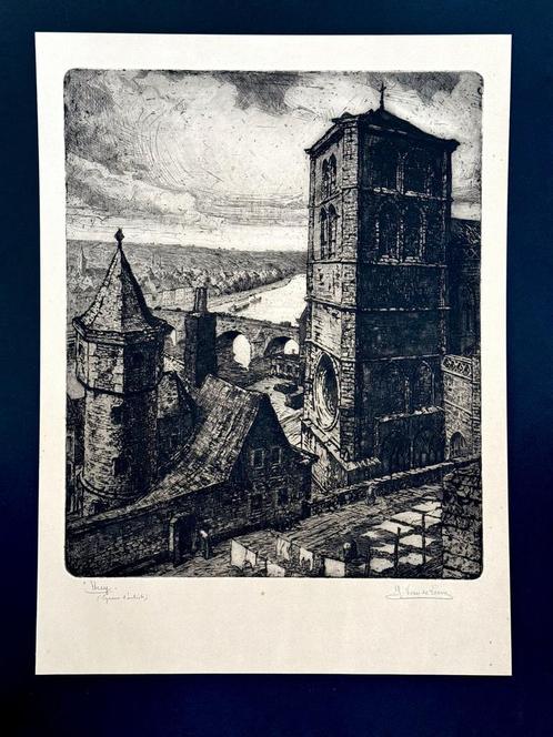Jules Van de Leene (1887-1962) - « Huy » Épreuve d'artiste, Antiek en Kunst, Kunst | Litho's en Zeefdrukken, Ophalen of Verzenden