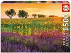 NOUVEAU ! Puzzle Panorama avec lavande et tournesols 1500e, 500 à 1500 pièces, Puzzle, Enlèvement ou Envoi, Neuf