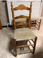 4 stoelen en 2 krukjes in velour stof mint geruit, Ophalen of Verzenden, Stof