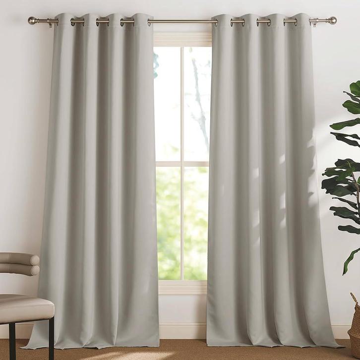 Verduisterende Gordijnen set 245 x 140 Ecru licht-bruin NEW, Huis en Inrichting, Stoffering | Gordijnen en Lamellen, Nieuw, 200 cm of meer