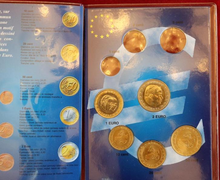UITZONDERLIJK EURO Monaco, VERGULDE serie 2002, Postzegels en Munten, Munten | Europa | Euromunten, Setje, Overige waardes, Monaco
