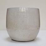 Grijswitte cache pot in aardewerk, Ophalen, Rond, Nieuw, Binnen
