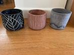 3 cache-pots fleurs 13 x 14 cm, Tuin en Terras, Ophalen, Gebruikt, Rond, Tuin