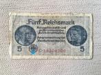Duits bankbiljet bankbriefje van 5 Reichsmark - 1939 - wo2, Timbres & Monnaies, Billets de banque | Europe | Billets non-euro