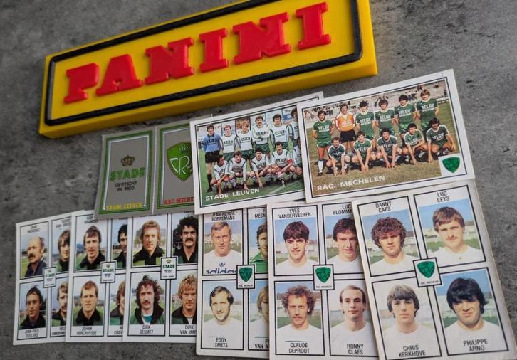 PANINI FOOTBALL 82 ST.LEUVEN/RC MECHELEN  9 STICKERS 1982, Hobby en Vrije tijd, Stickers en Plaatjes, Verzenden