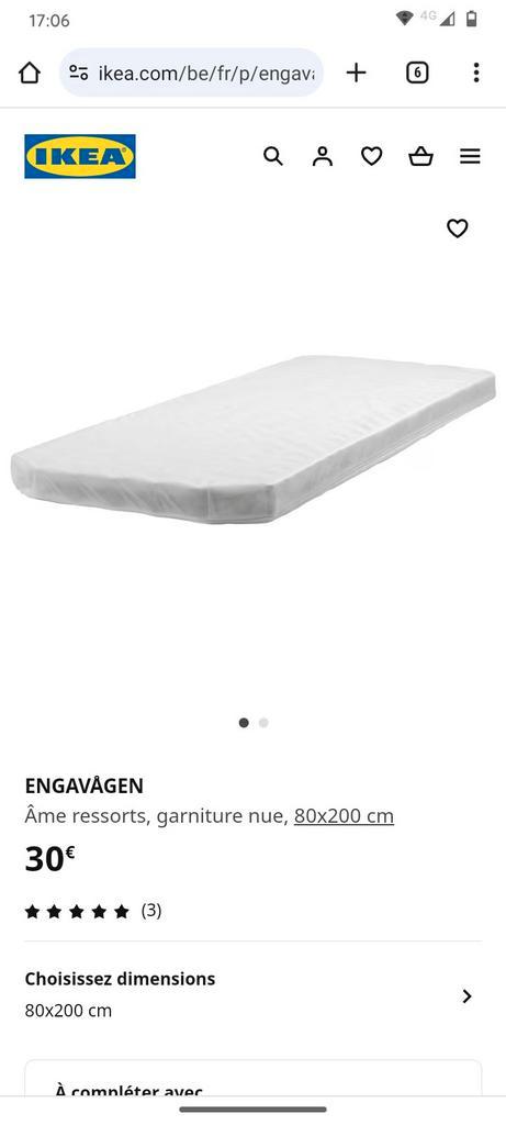 Âmes Engavagen ikea, Maison & Meubles, Chambre à coucher | Matelas & Sommiers, Comme neuf, Enlèvement