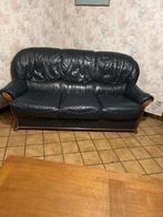 Salon cuire bleu  3. 2. 1, Huis en Inrichting, Zetels | Zetels, Ophalen, Gebruikt, Vierpersoons of meer, Leer