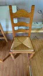 te koop 4 massief eiken stoelen zeer goede staat, Huis en Inrichting, Stoelen, Ophalen, Riet of Rotan, Bruin, Zo goed als nieuw