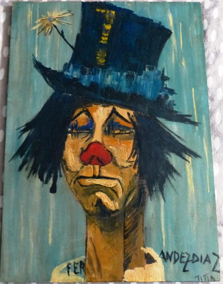 Clown door Ferandez Diaz Titia, Antiek en Kunst, Kunst | Schilderijen | Abstract, Ophalen
