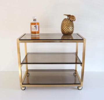 Vintage bijzettafel Hollywood Regency / Stereo tafel messing, Ophalen