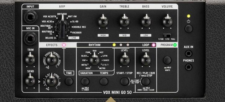 VOX mini GO 50 versterker, met drummachine en zangmicrofoon, Muziek en Instrumenten, Versterkers | Bas en Gitaar, Nieuw, Gitaar