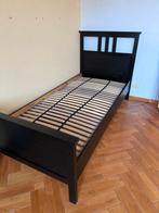 IKEA Hemnes 90x200cm zwart eenpersoonsbed met boxspring, Gebruikt, Eenpersoons, Zwart