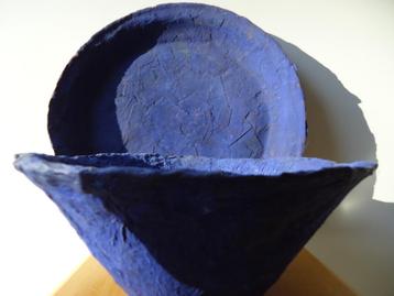 AN LANCKMAN Textile Art végétal cobalt design vintage, Enlèvement ou Envoi